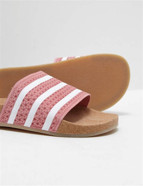 adidas adilette cork w pink weiß|adidas pink adilette slides.